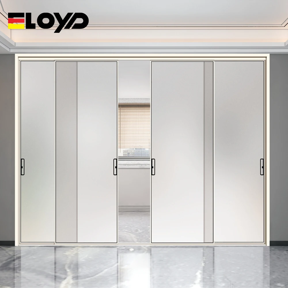 Eloyd exterior slide and swing doors aluminum slim narrow frame trackles sliding glass door for living room