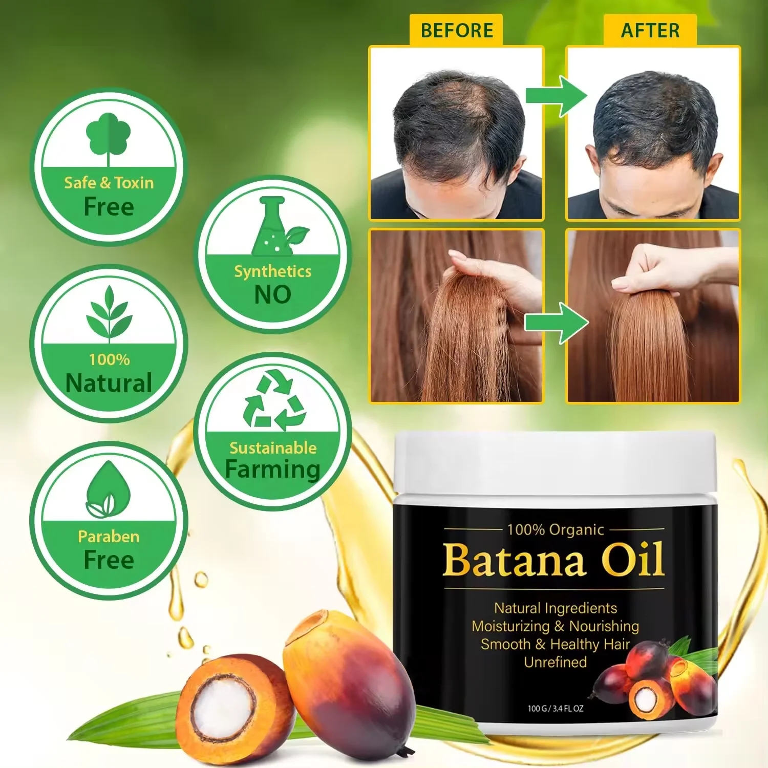 Tik Tok Raw Batana Oil for Hair Growth: 100% Pure -  Batana Oil from Honduras Unrefined Hair  for Men & Women 4.2 OZ