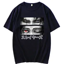 100% Cotton Japanese Anime Attack on Titan Ackerman Eye Print Top Ulzzang Men T-shirt