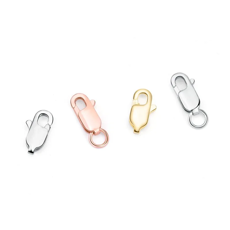 WHOLESALE PRICE 100% Real 925 Sterling Silver 8/10/11 mm rectangle Lobster Clasp Jewelry Findings Connector Components for DIY