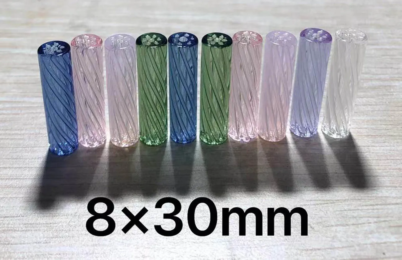 New Design 7 Holes Transparent Colored Glass Tips Spiral Filter Tips With Logo