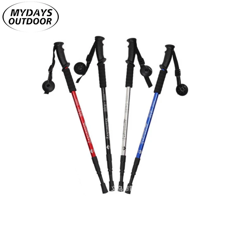Mydays Outdoor Three Section Straight Handle Folding Aluminum Alloy Ultralight Sticks Trekking Pole for Camping Hiking