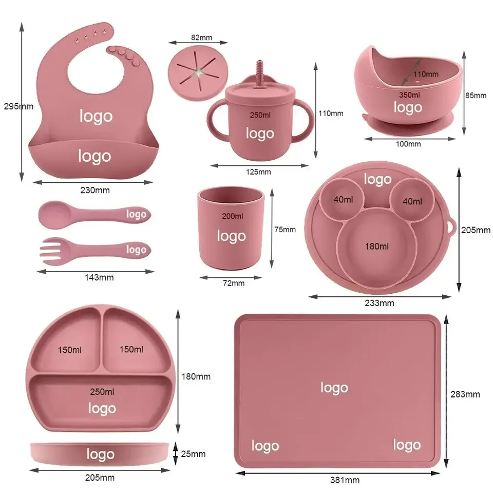 Factory Wholesale Silicone Tableware Food Grade Silicone Partition Baby Food Plate Children Feeding Set