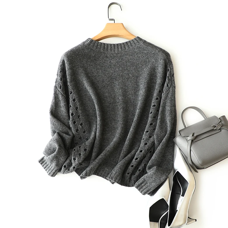 cashmere wool sweater high quality embroidery ladies furry mink oversized long sleeve cashmere sweaters