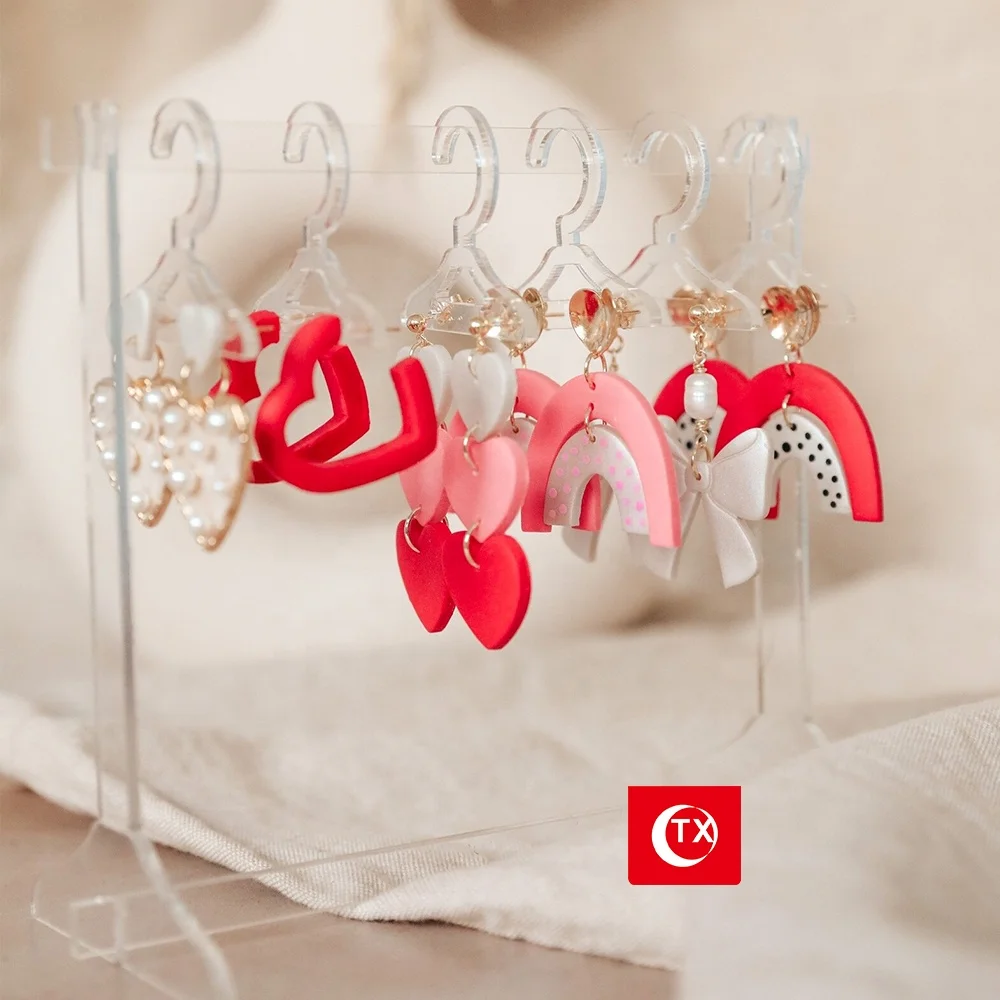 Earrings Display Stand Acrylic Ear Studs Jewelry Show Case Earring Hanger For Sweet Girls Earring Show Storage Gift