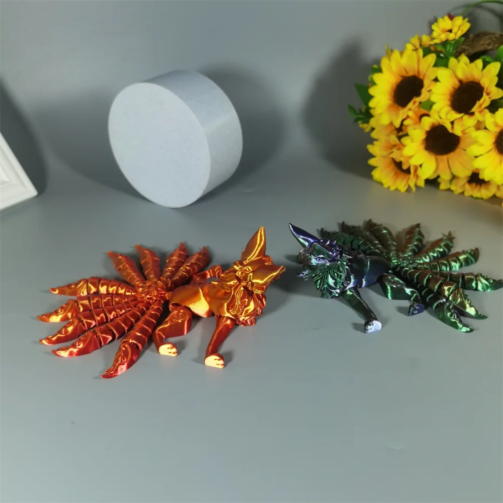 Фантастическая девятихвостая лиса с 3D печатью подвижная креативная развивающая игрушка ручной работы