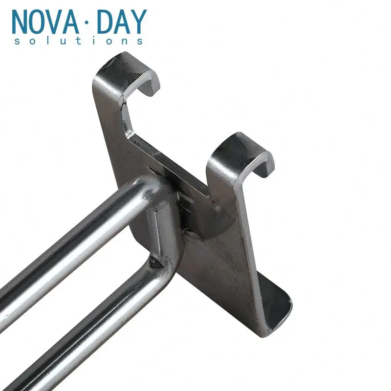 Novaday Customized Popular Slatwall Metal Hooks Double Wire Price Tag Pegboard Display Products Slatwall Hooks