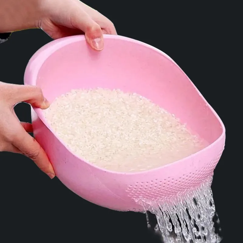 Thickened Food Grade Plastic Rice Washer Strainer washing colander with Handle for Vegetables and Fruits Water Drain bowl