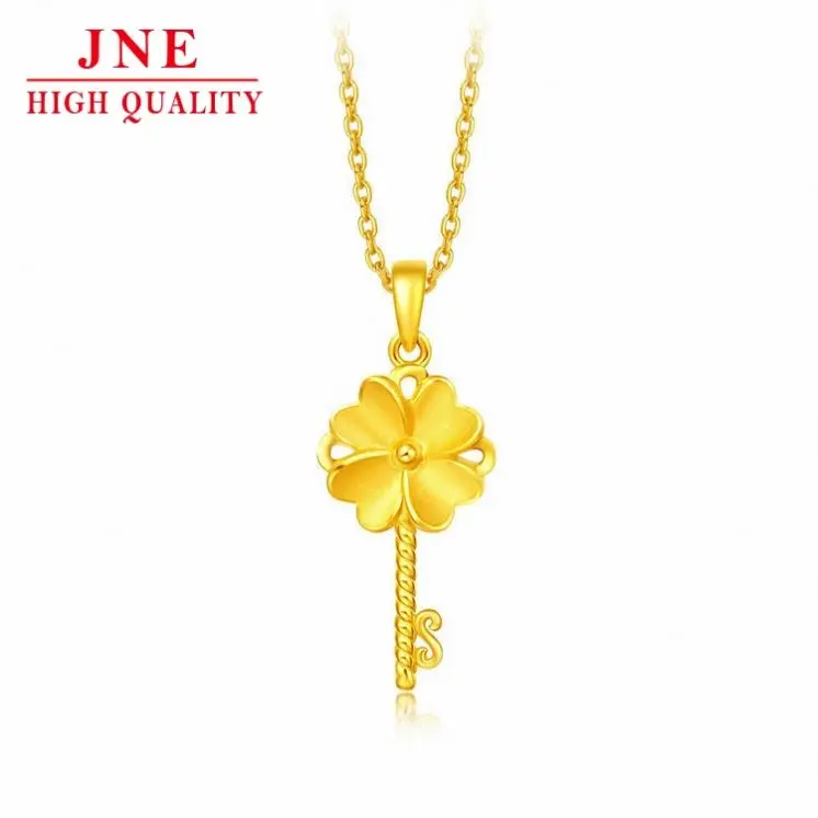 Jewelry Plated Gold Four Leaf Clover Key Necklace Pendant Female