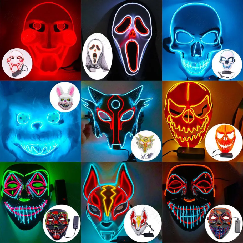 Wholesale Halloween Party Glowing Masks Cosplay Ghosts Headsets Terrifying Practical Joke Masks