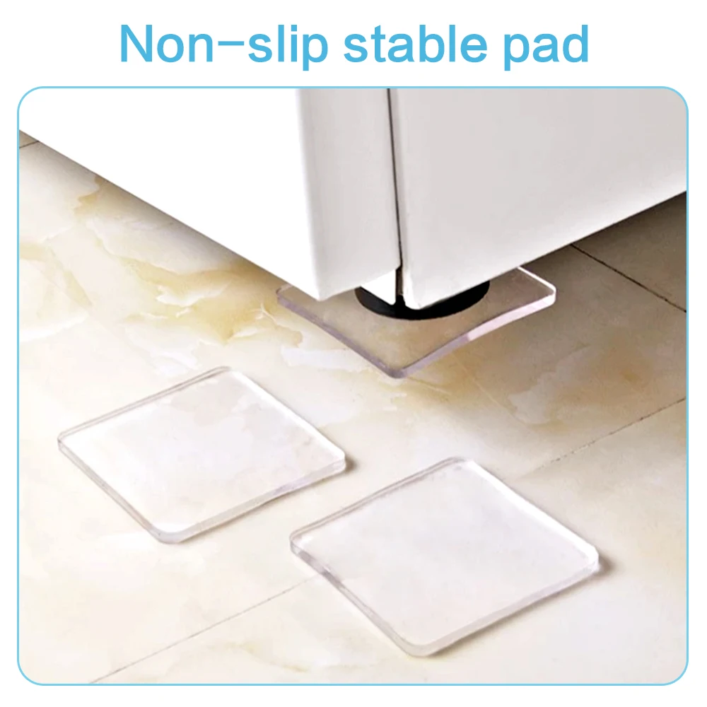 4pcs Anti Slip Square Double Sided Adhesive Transparent Earthquake-resistant Gel Pads For Furniture