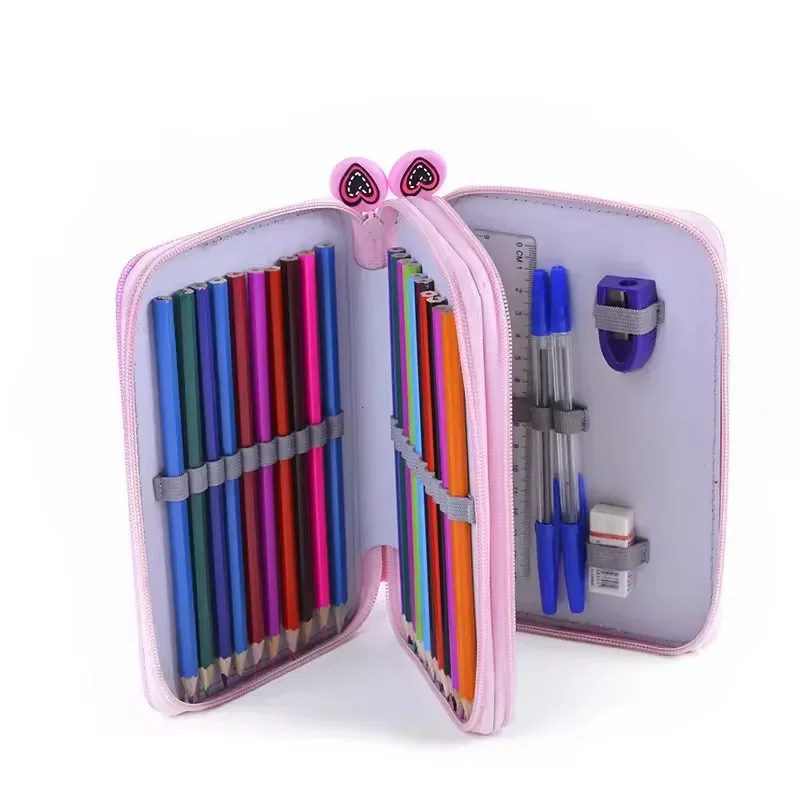 Large Capacity Zipper 4 Layers School Pencil Case with Compartments Stationery Pencil Bags
