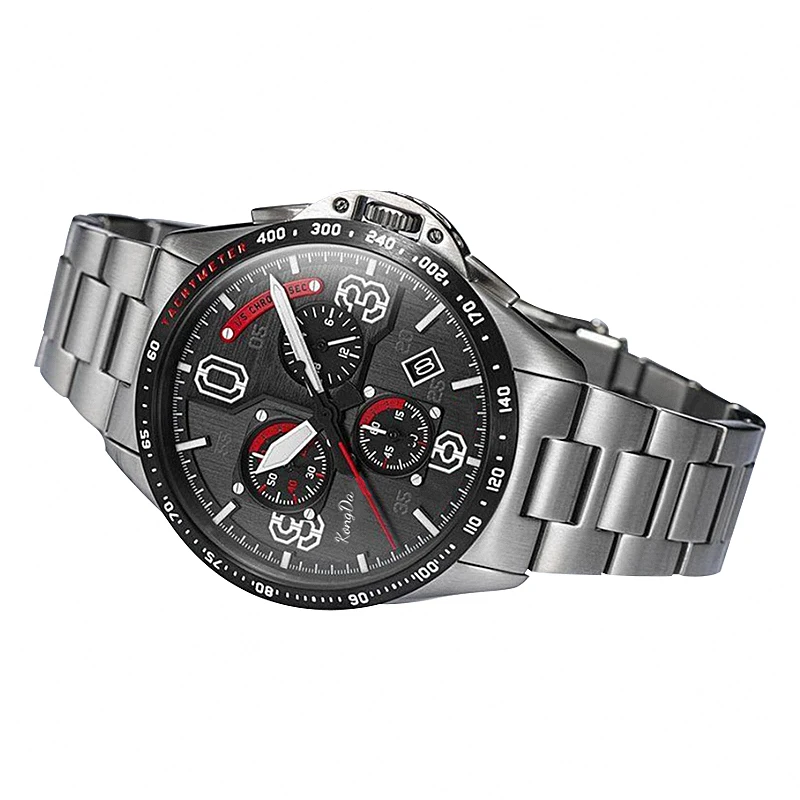 Leather Engine Man Watch Stainless Steel Band Chronograph Watch Luminous Hands Analog Quartz Watches for Men