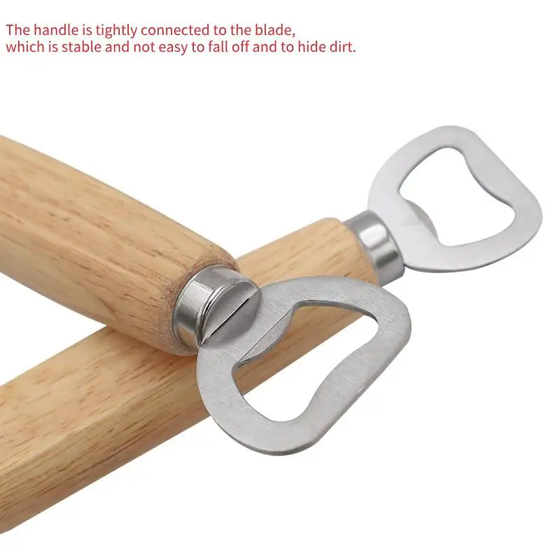 Custom Wooden Round Handle Bottle Opener Stainless Steel Metal Wine Bottle Opener Promotional Gift Bottle Opener Wood