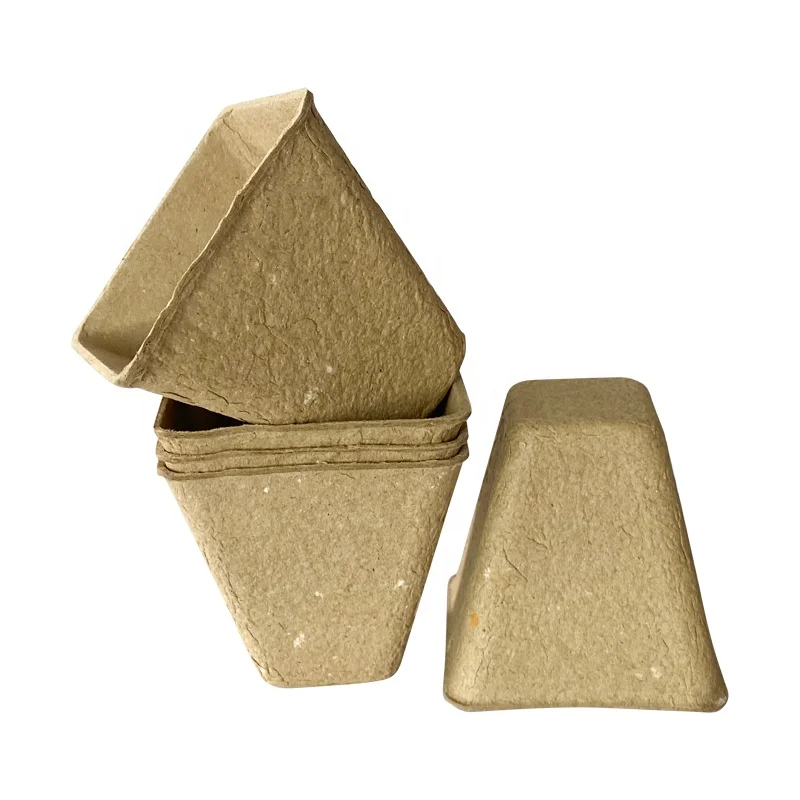 Wholesale Biodegradable Square Pulp Material Seedling Cups Peat Plant Pots for Planting Disposable Flower Pot Pulp Material Cups