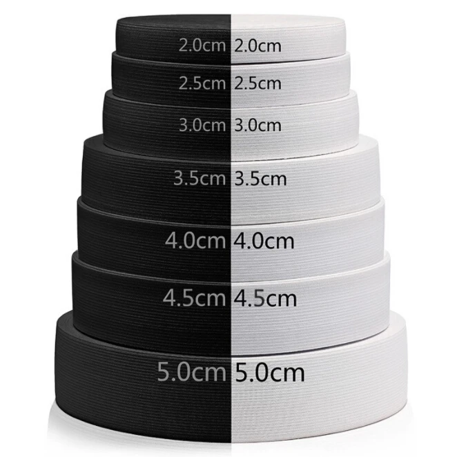 Stock Factory Price Natural Rubber Stretch Band White/Black Knitted Weave Crochet Elastic Band