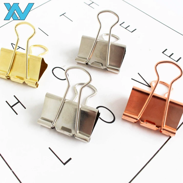 New high quality rose golden metal binding binder paper clip 19mm,25mm,32mm