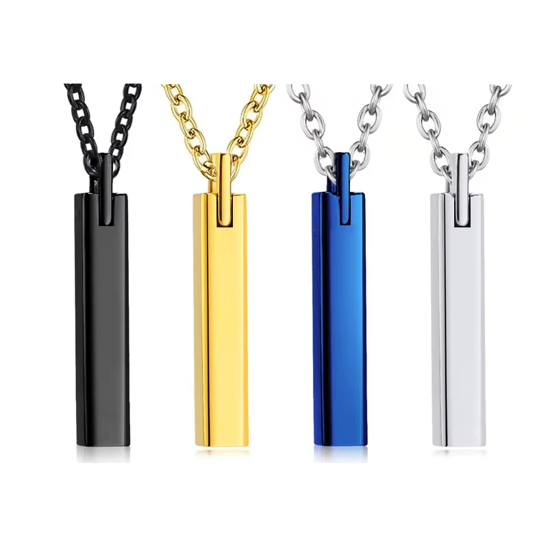Titanium Steel Square Column Urn Necklace Essential Oil Pendant Perfume Bottle Memorializing Pets Cinerary Caskets