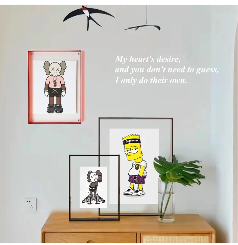 wholesale good quality DIY color acrylic transparent suspension magnetic photo picture frame