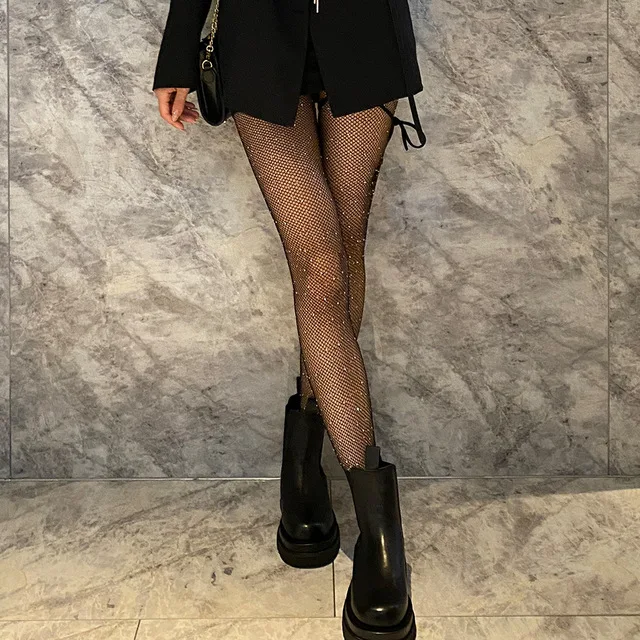 compression tights rhinestone shiny sexy fishnet stockings pantyhose tights