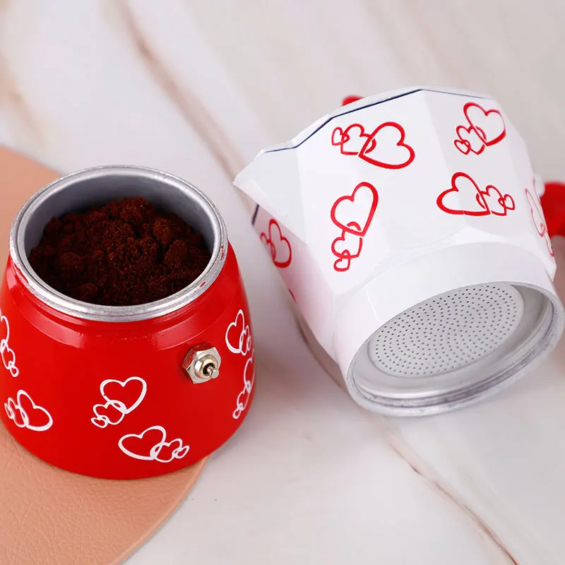 ECO-Friendly Quality Manual Aluminum 12cups Italian Espresso large capacity Moka Pot Camping Innovative red Machine Coffee Maker