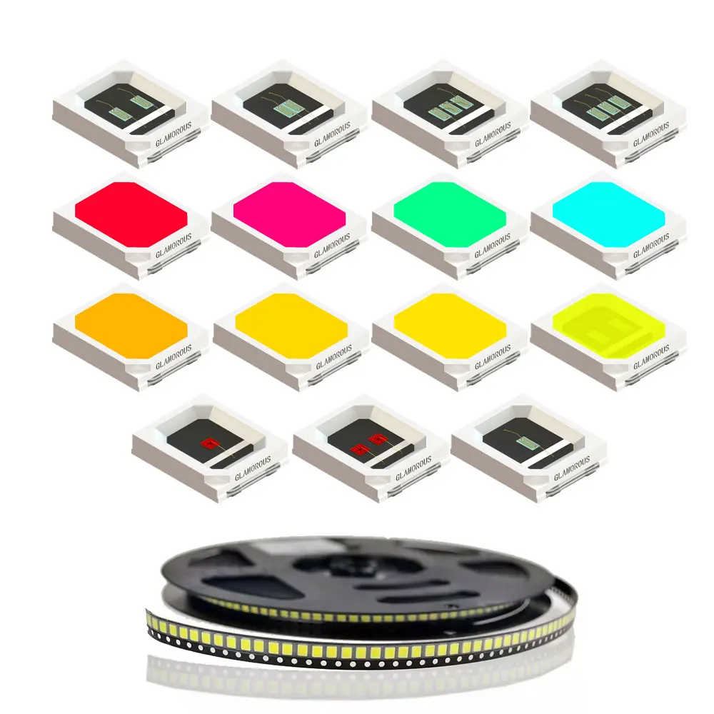 Высококачественные полноцветные SMD 2835 SMD светодиодные чипы 0,2 Вт 0,5 Вт Красный Синий Зеленый Желтый Фиолетовый Белый свет 2835 SMD светодиодные чипы для светодиодов