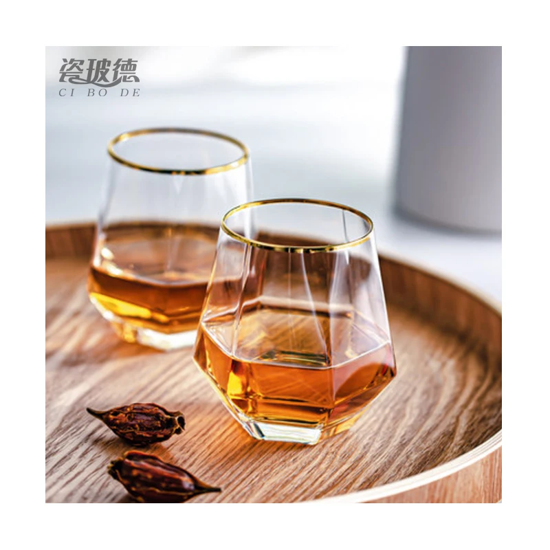 Золотой оправой гальванических Питьевой Набор бокалов для водомерной трубки комплект 6 шт.-Поильник с изготовленным на заказ логосом роскошный набор питья из