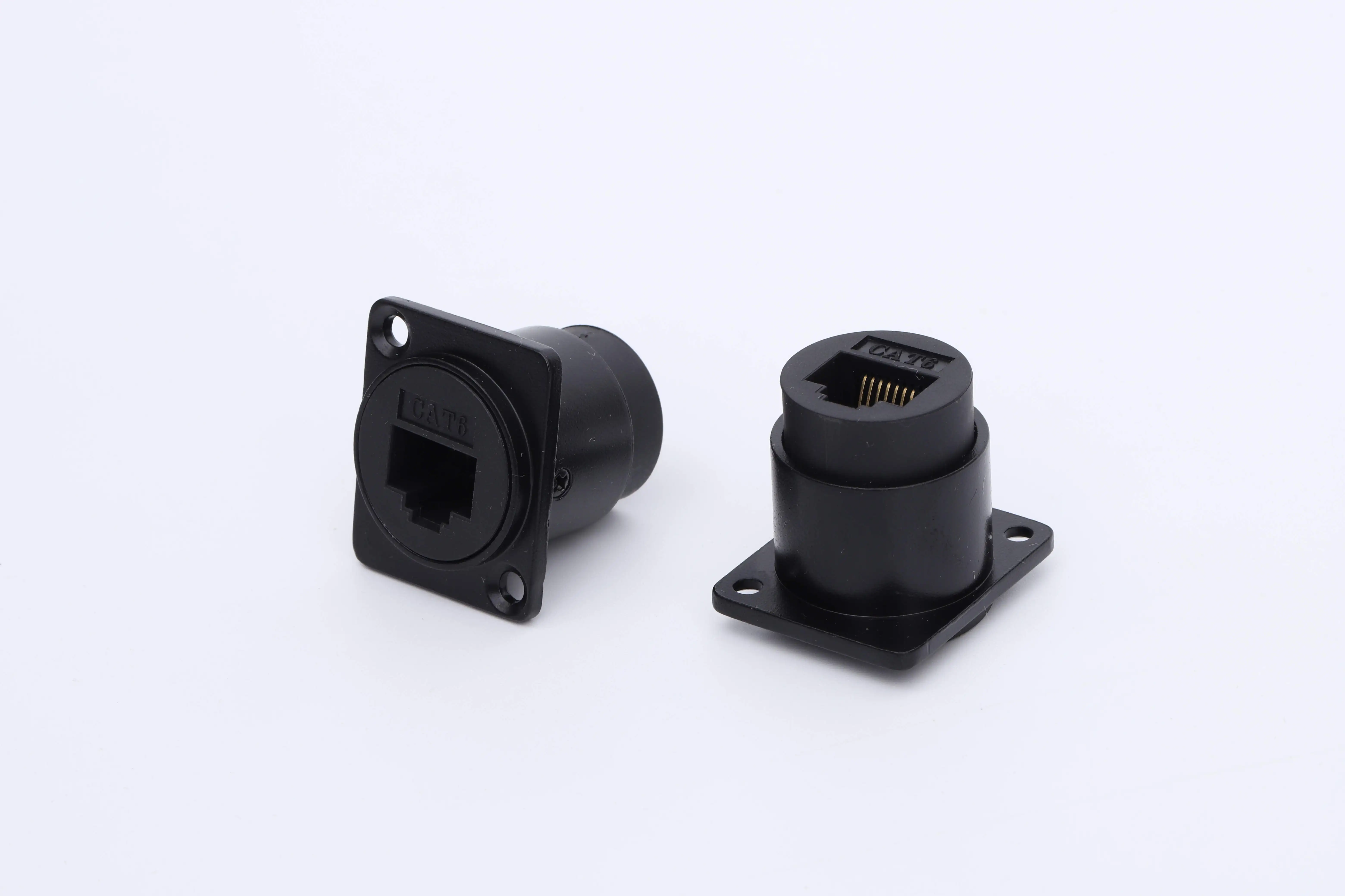 D-Type Module RJ45 Socket Cable Female Signal Connector Cat6 Panel Mount Sockets With Cover