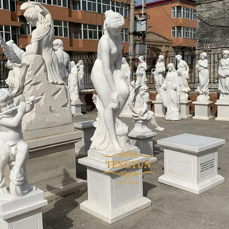 Garden life size marble sculpture nude sexy woman white marble erotic statue