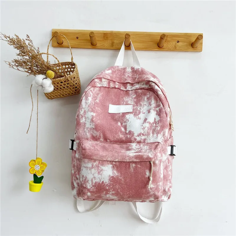 Custom Color Fashion Design Leisure Dye Printing Women Backpack Casual Canvas Students School Bags