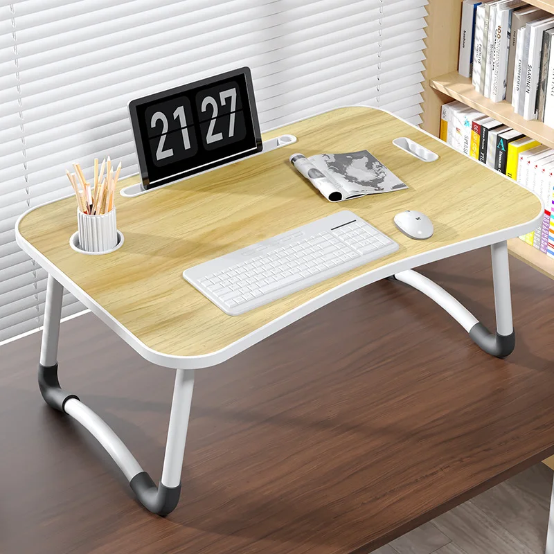 Folding Adjustable Writing Computer Laptop Breakfast Tray Desk Wooden Design Mini Bed Table