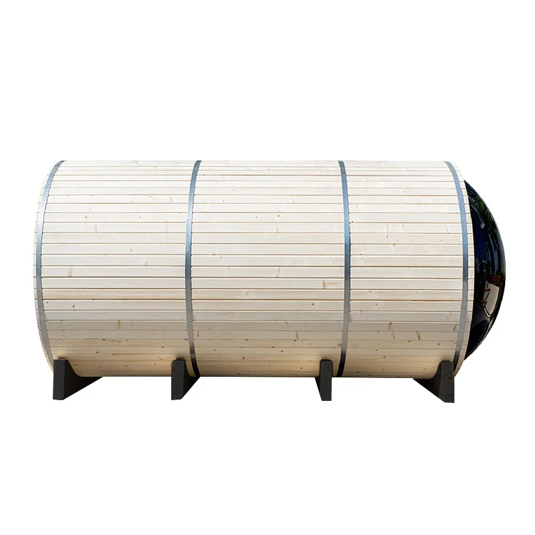 Outdoor Barrel Sauna Room Hemlock/White pine/Red crdar Traditional Harvia Heater Sauna Spa Room Sauna Capsule for 4-6 Person