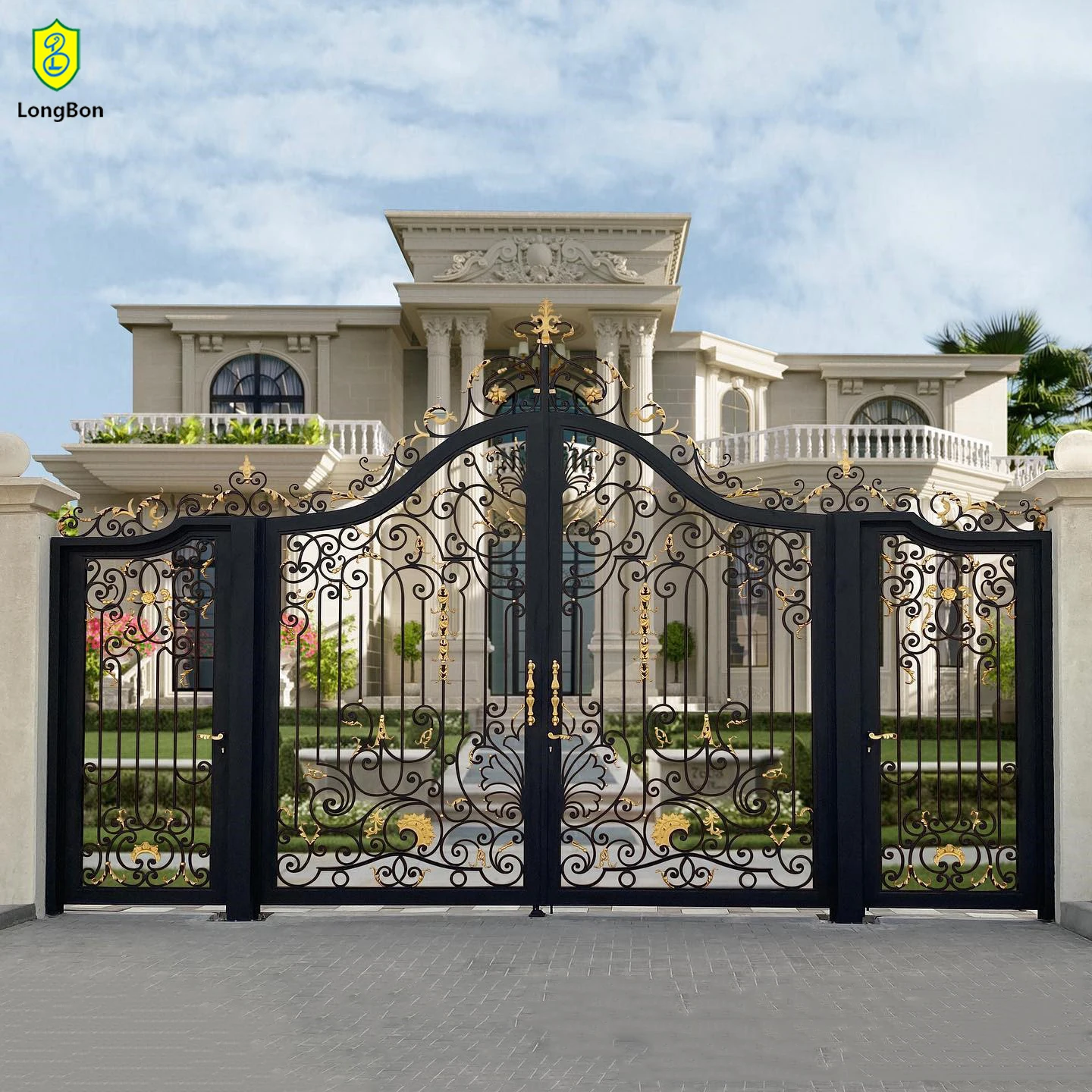 European Style high quality iron House iron Designs Front Door Wrought Iron Main Gate For Garden