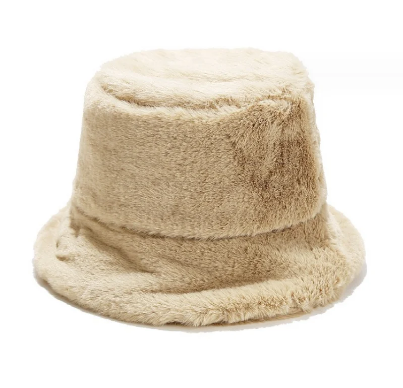 Winter Warm Blank Bucket Hat Extra Soft Fur Bucket Hats Adjustable Furry Bucket Fisherman Hats