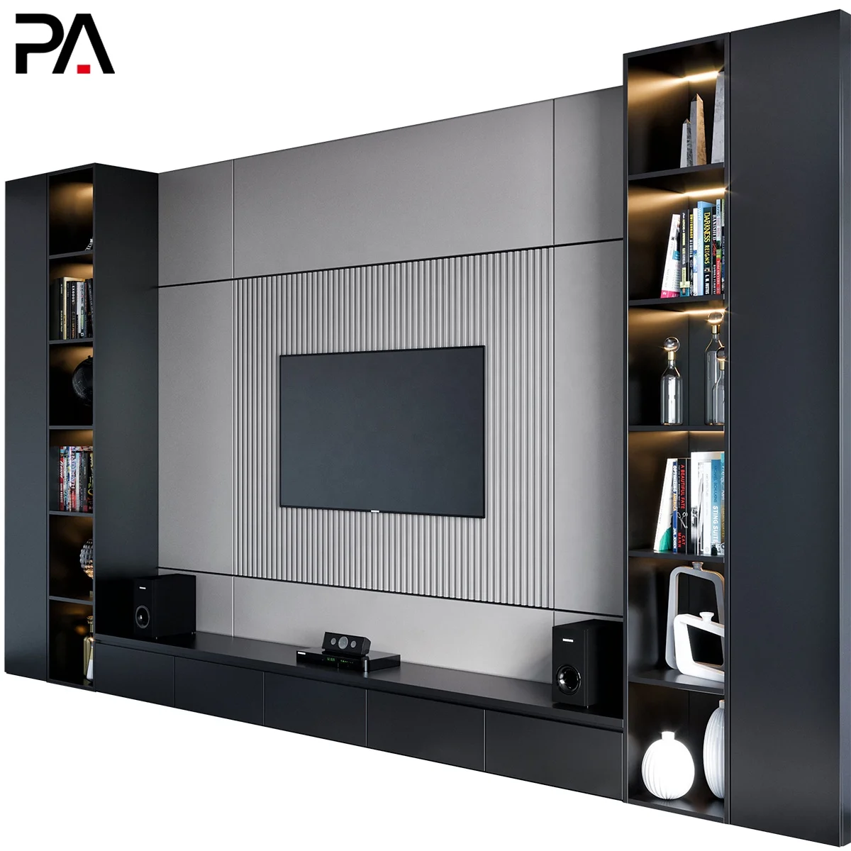Роскошный Деревянный современный стенд PA настенный ТВ-шкаф для