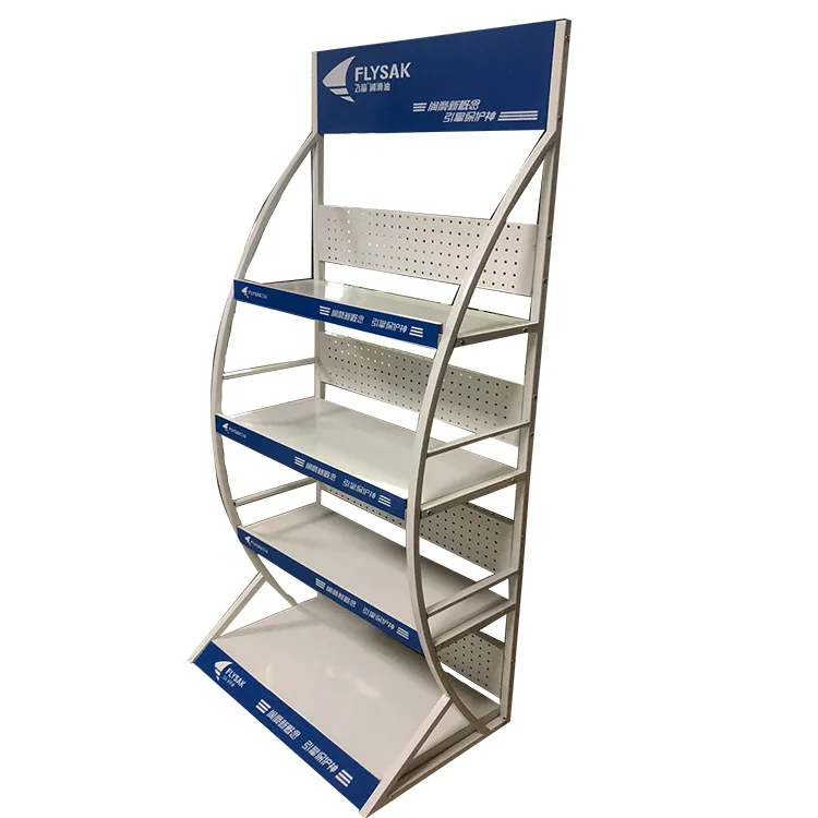 2021 new design wholesale Battery oil shelf lubricating oil shelf supermarket convenience store metal shelf