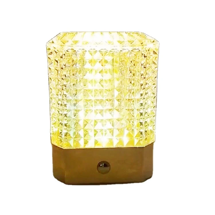 Luxury Modern Rechargeable Night Light Dimmable Decorative Bedroom Cordless 3 Colors LED Crystal Table Lamps
