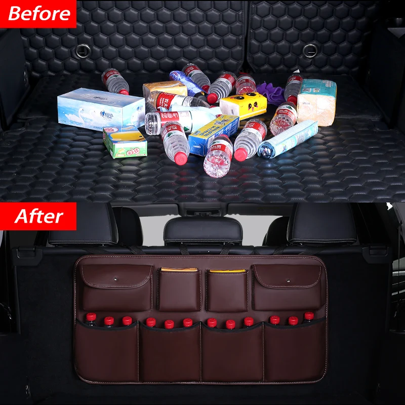 Collapse Bin Waterproof Monopoly Leather Grocery Bag Barbarians Organizer High Capacity Car Back Trunk Storage New Design 2018
