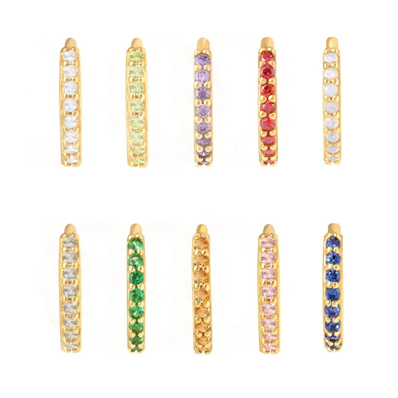 Milskye dainty women pave cz 925 sterling silver 18k gold plated huggie hoop earrings