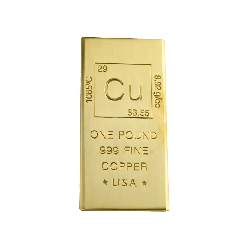 Boutique copper simulation gold bar engraved custom logo American gold bar