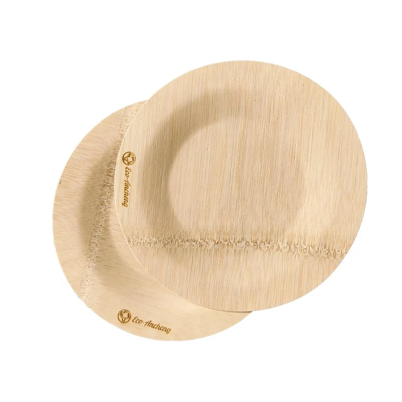 
100% natural recycled disposable 9inch round bamboo plates biodegradable 