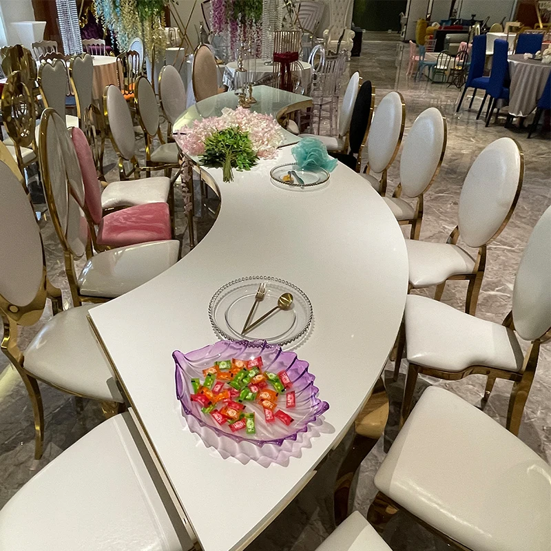 Элегантный длинный зеркальный стеклянный ужин, свадебное украшение, стол для зала