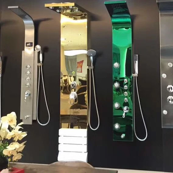 Massage Spa Rain Bathroom Wall Mount Shower Column Screen Panel Mixer Faucet System Modern Hotel Duchas Stainless Steel