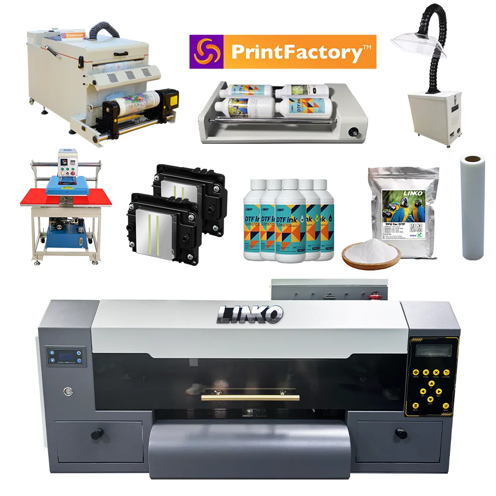 Linko A3 DTF Printer Model L-402 with 30cm Dual i1600 Print Heads L-1800 Upgrade Includes Powder Shaker DTF Printing Machine