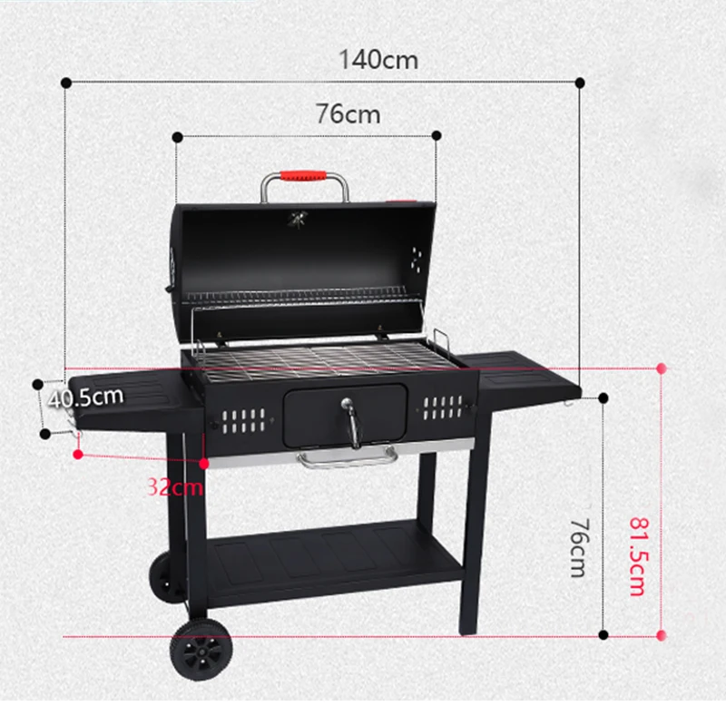 Outdoor Kitchen Heavy Duty BBQ Grills New Design Built In and Trolley Pellet Smoker Rotisserie Barbecue BBQ Charcoal Grill