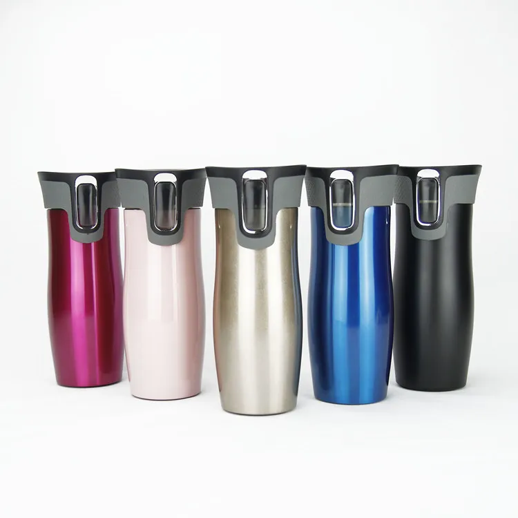 550ml One Button Switch Tumbler With Flip Top Lid Stainless Steel Vacuum Insulated Loop Travel Coffee Mugs