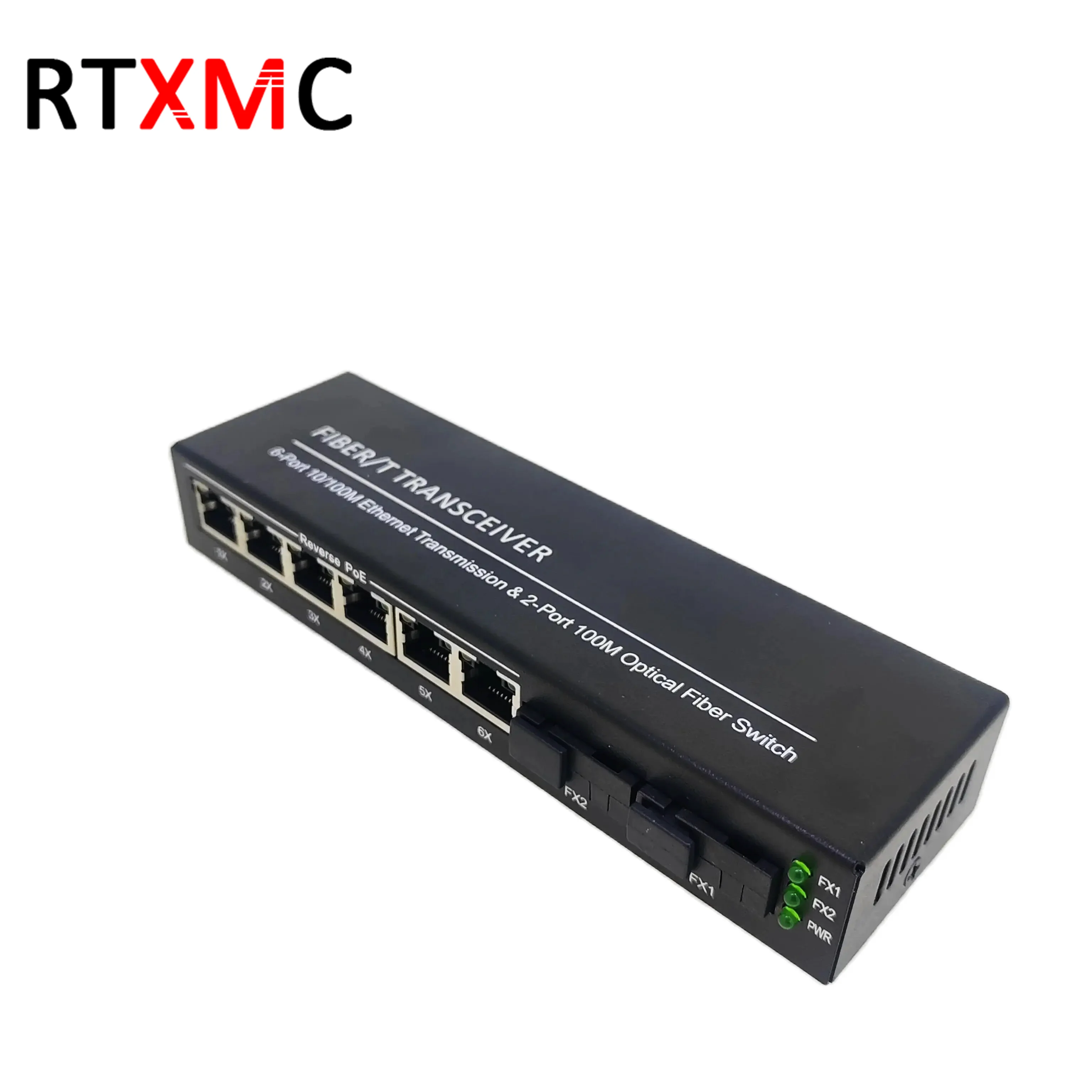 Fiber Optic Switch 10/100M 8 Port Reverse Poe Switch 2 SC 6 RJ45 Fast Ethernet Switch Fiber Optical Media Converter 2 FO 6 LAN