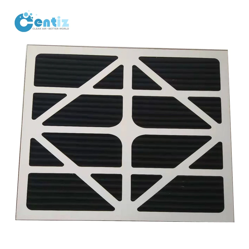 Картонная рамка с активированным углем 490x490x46 мм, картонная панельная пластина, плиссированная одноразовая чистая комната, ИИ-фильтр для удаления запахов