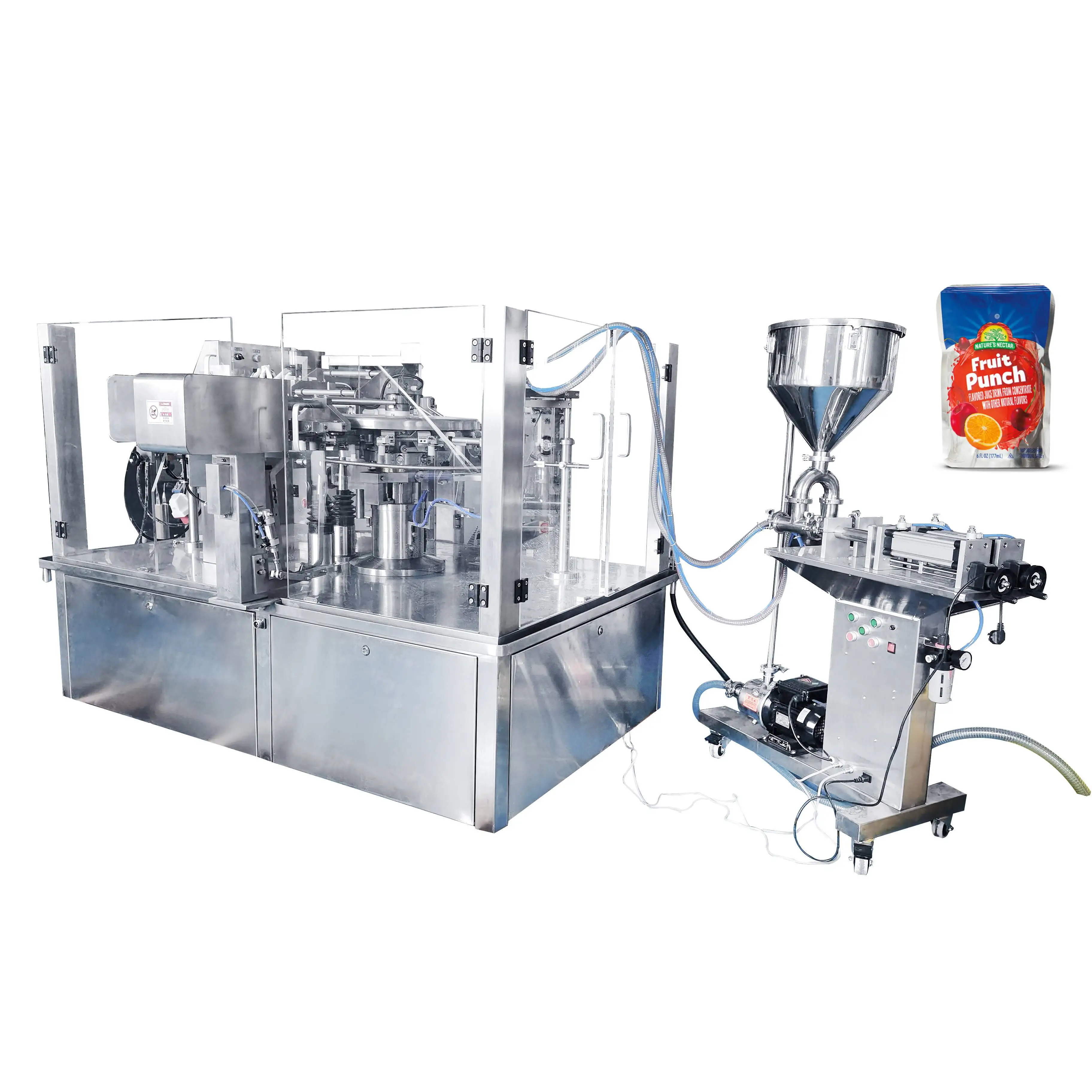 Automatic stand up pouch juice liquid beverage yogurt honey drink milk packing machine zipper bag 1kg 3kg liquid filling machine