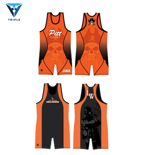 high quality custom sublimation printing man sportswear wrestling team wear wrestling singlet